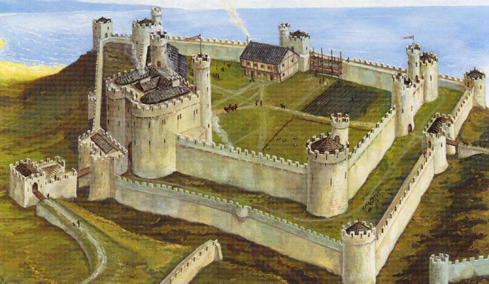 the model of Aberystwyth castle as it was in the 13th century