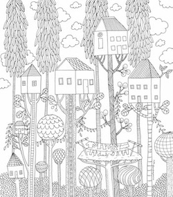 Treehouse Colourart - adult colouring books by Emila Yusof