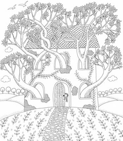 Treehouse Colourart - adult colouring books by Emila Yusof