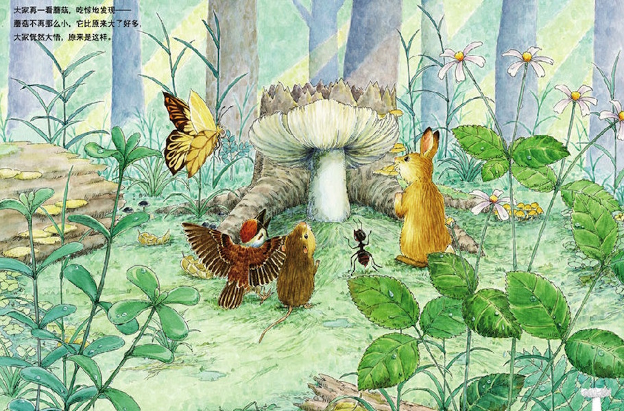 One after another...mushroom shelter -Around the World in Picture Books February Giveaway - Picture Books from China by Oyez!Books