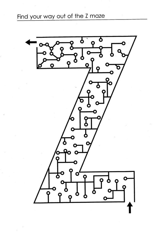 Free activity page letter Z maze - Yusof Gajah