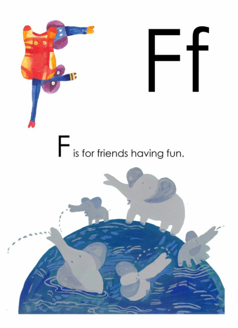 F is for Friends having Fun - Yusof Gajah's ABC, an alphabet book illustrated by Yusof Gajah, published by Oyez!Books