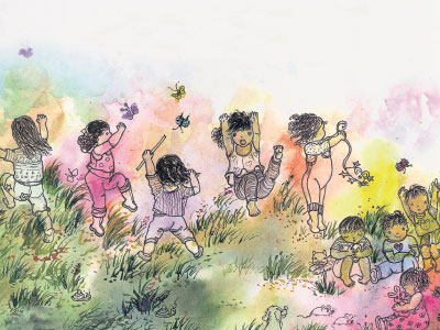 Playing in the Field - from Fun at the Opera, children's picture book by Susanna Goho-Quek, published by Oyez!Books