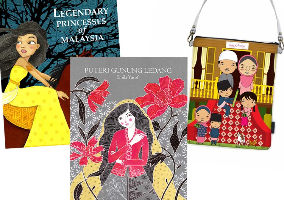Princesses books by Emila Yusof and Happy Family sling bag gift set