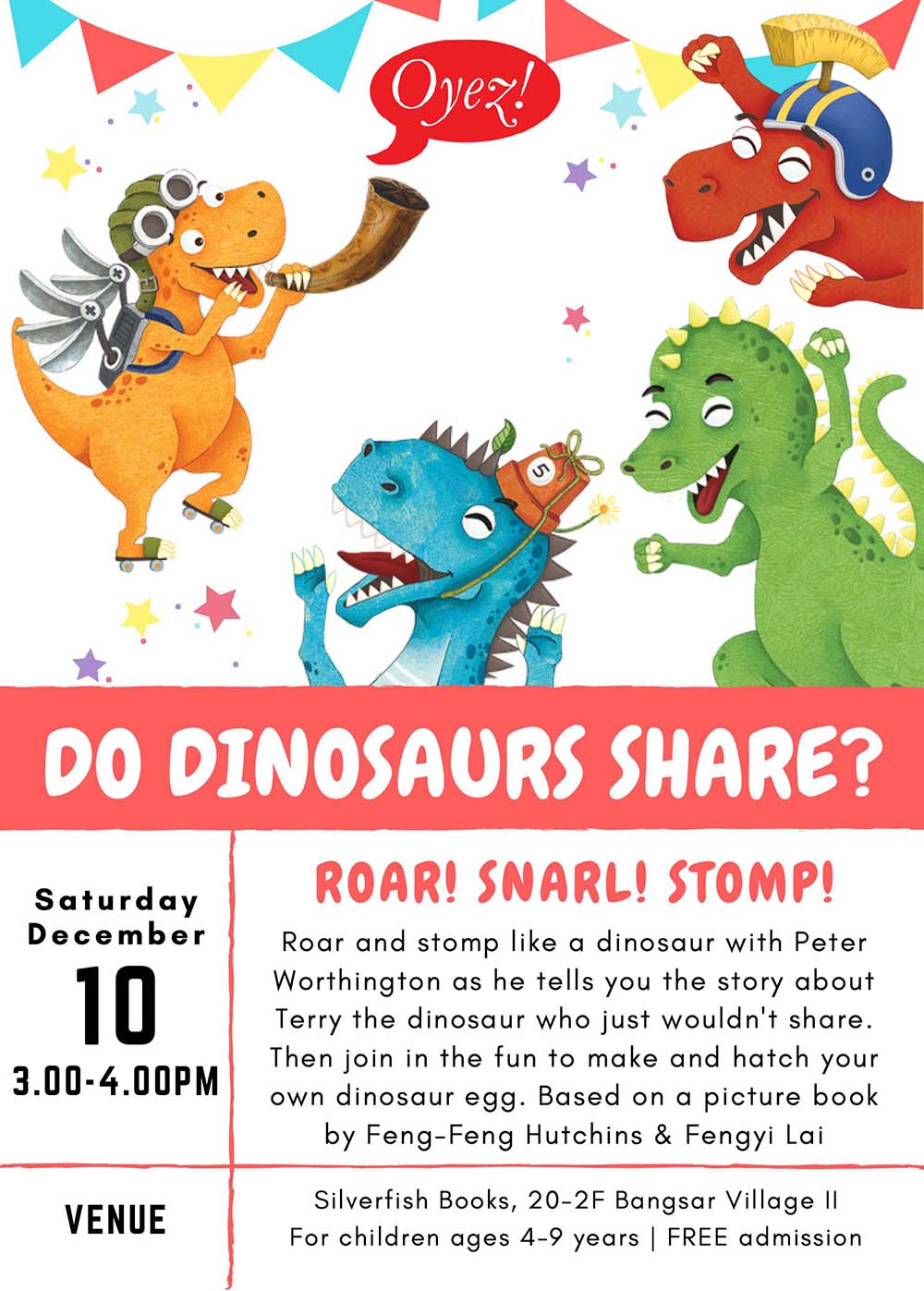 Do Dinosaurs Share? - storytime based on children's picture book by Feng-Feng Hutchins, illustrated by Fengyi Lai